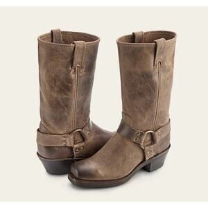 Frye Women’s Harness 12R Smoke Brown Leather Square Toe Mid Calf Moto Boots 6
